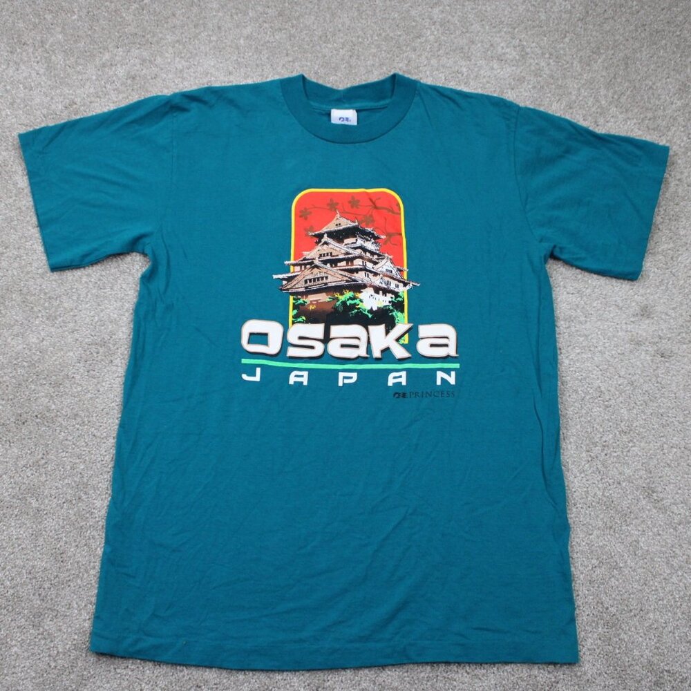 Vintage Osaka Japan Shirt Mens XL Blue Princess Cruises Cotton Single Stitch S/S